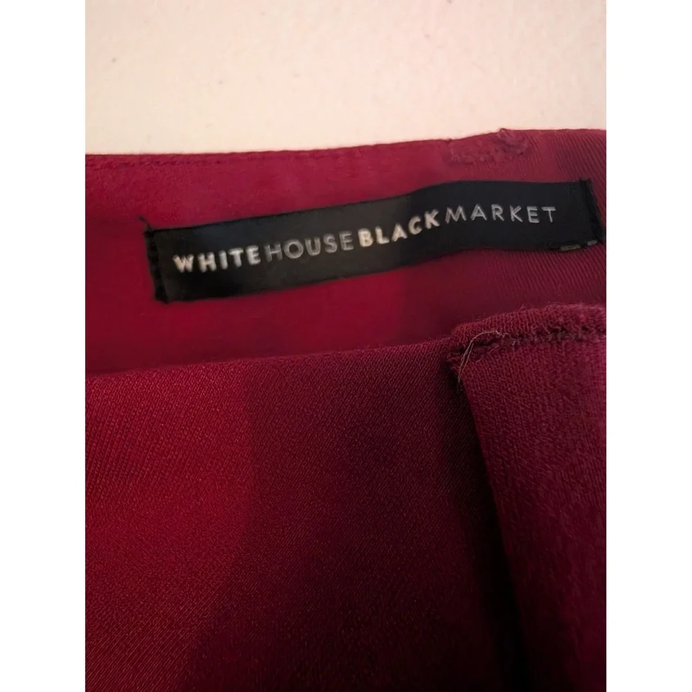 White House Black Market The Slim Ankle Pant Burgundy Maroon Work Trouser Size 2